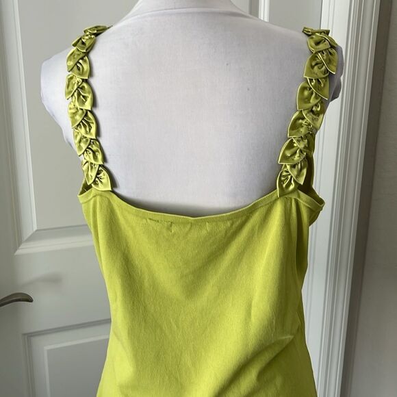 Ravel V Neck Satin Beaded Floral Trim Citron Color SZ XL - Picture 4 of 8